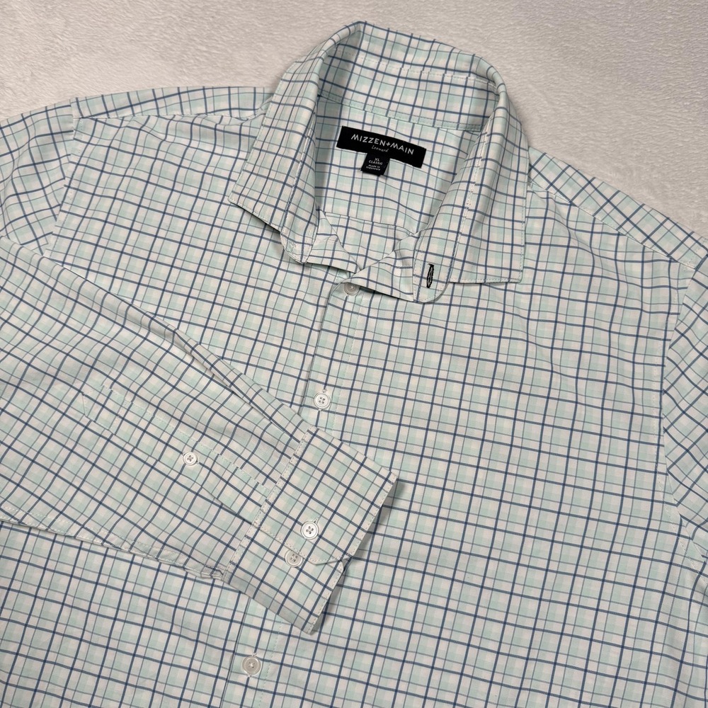 Mizzen+Main Leeward Shirt Mens XL Blue Plaid Classic Button Down Long Sleeve